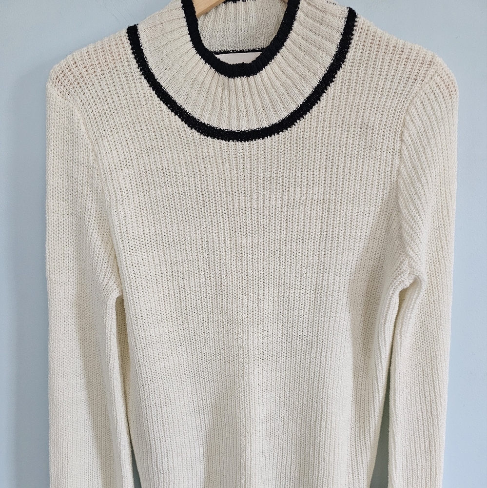 Olive & Oak Cream Smock neck Sweater with Black Trim And Flared Sleeves‎ Size S